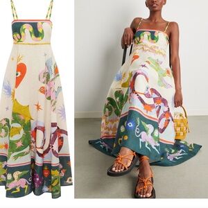 Whimsical Colorful Maxi Dress with Mythical Print